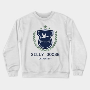 Silly Goose University - Flying Goose Blue Emblem With Green Details Crewneck Sweatshirt